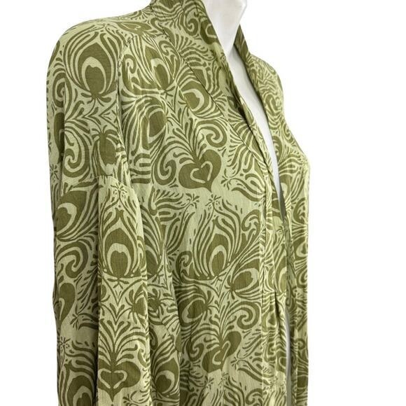 Free People Riviera Moss Green Print Open Kimono Long Jacket NWT Boho sz ALL OS - Picture 4 of 16